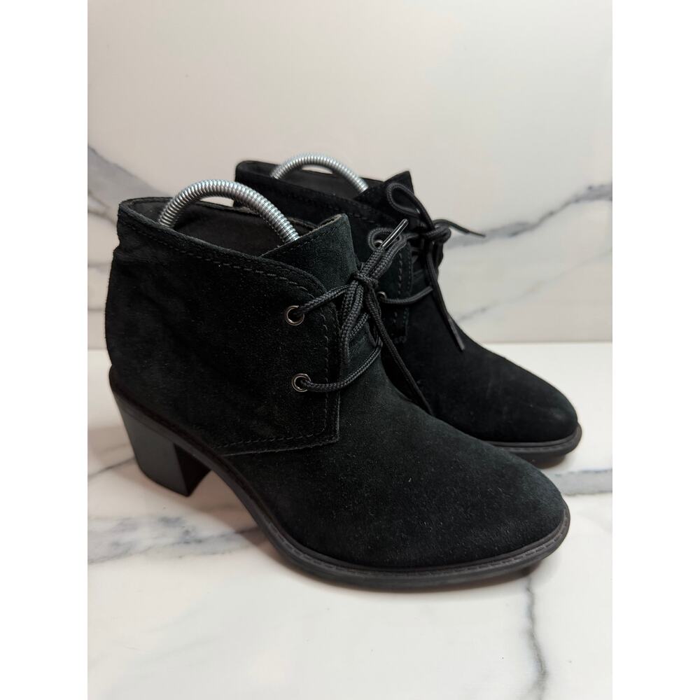 Clarks Women's Black Suede Scene Lace Boots Sz 7.5 Witchcore Victorian Preppy